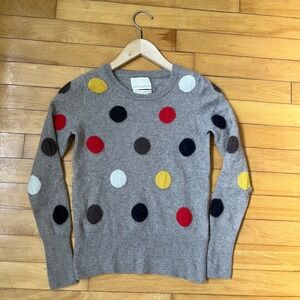 Cynthia Rowley Gray 100% 2-Ply Cashmere Polka Dot Crewneck Sweater Mens XS